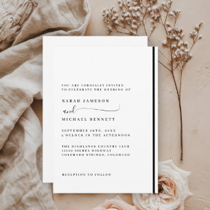 Elegant Classic Black and White Wedding Invitation
