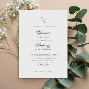Elegant Classic Black and White Wedding Invitation