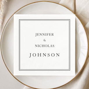 Elegant Classic Black And White Wedding Napkin