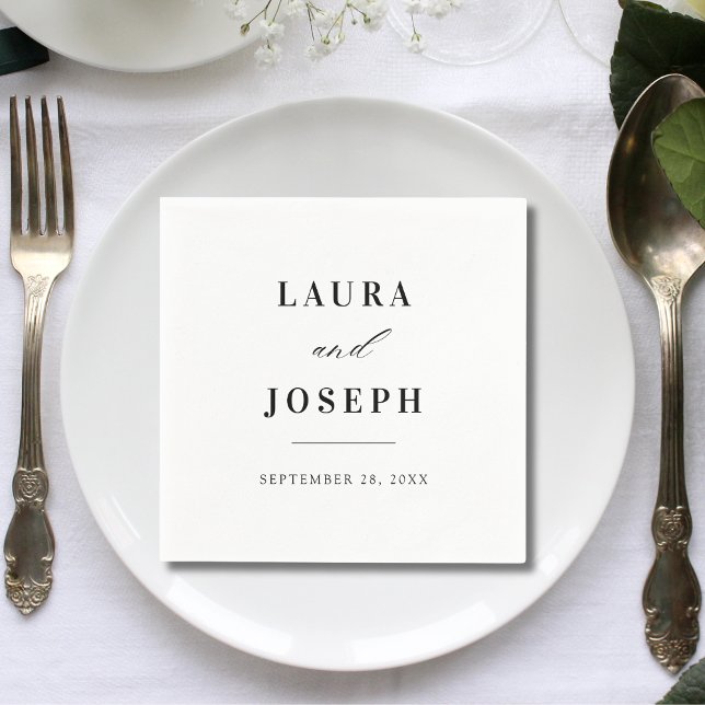 Elegant Classic Black and White Wedding Napkin (Creator Uploaded)