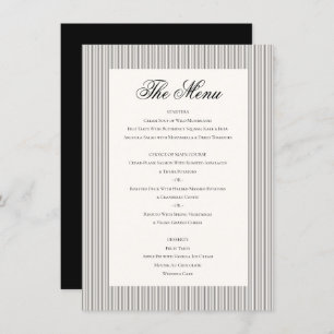 Elegant Classic Black Cream White Wedding Dinner Menu