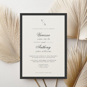 Elegant Classic Black & Ecru Wedding Invitation