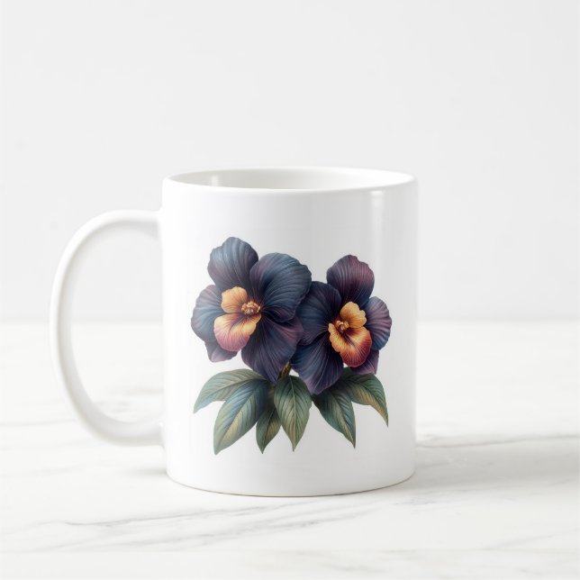 Elegant classic black orchid coffee mug (Left)