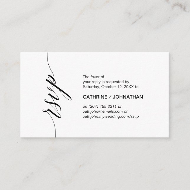Elegant Classic, Black Script, Party RSVP Enclosure Card (Front)