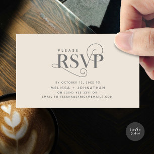 Elegant Classic, Black Script, RSVP respond Enclosure Card
