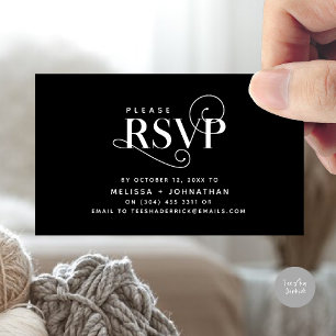 Elegant Classic, Black Script, RSVP respond Enclosure Card