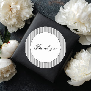 Elegant Classic Black Stripes Thank You Wedding Classic Round Sticker