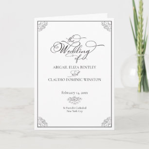 Elegant Classic Black & White Calligraphy Wedding Programme