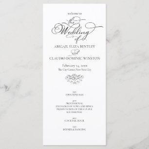Elegant Classic Black & White Calligraphy Wedding Programme