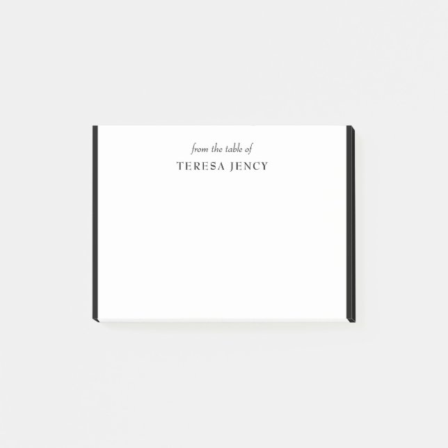 Elegant Classic Black White Desk Design Post-it Notes (Front)