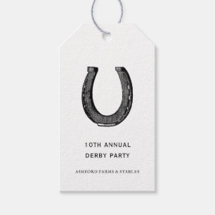Elegant Classic Black White Horse Race Derby Party Gift Tags