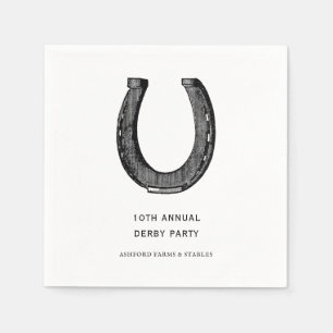 Elegant Classic Black White Horse Race Derby Party Napkin