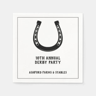 Elegant Classic Black White Horse Race Derby Party Napkin