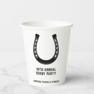 Elegant Classic Black White Horse Race Derby Party Paper Cups