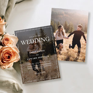 Elegant Classic Black White Photo Wedding Invitation