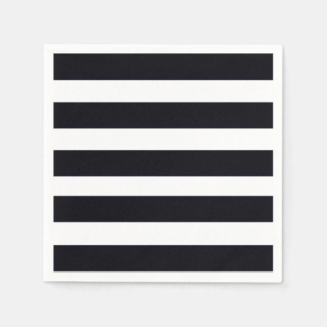 Elegant Classic Black & White Striped Chic Modern  Napkin (Front)