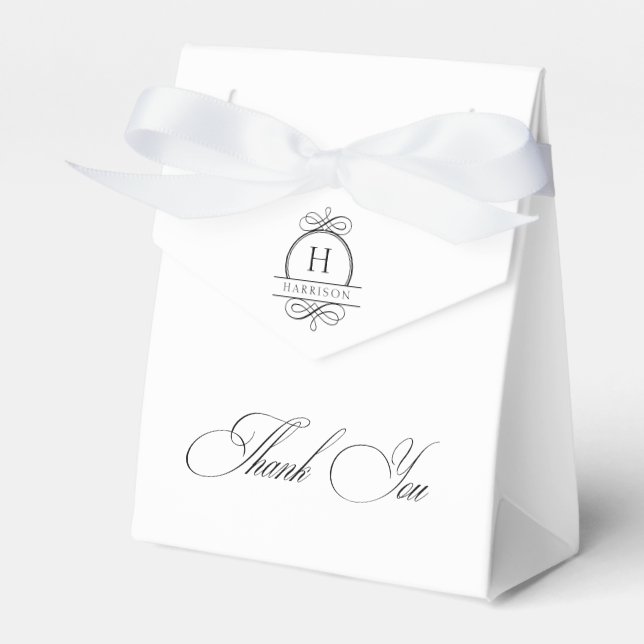 Elegant Classic Black & White Thank You Favour Box (Front Side)