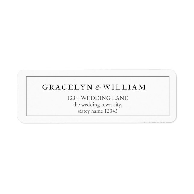 Elegant Classic Black & White Wedding Address (Front)