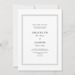 Elegant Classic Black & White Wedding Invitation