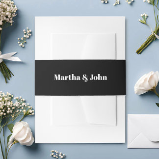 Elegant Classic Black & White Wedding Invitation Belly Band