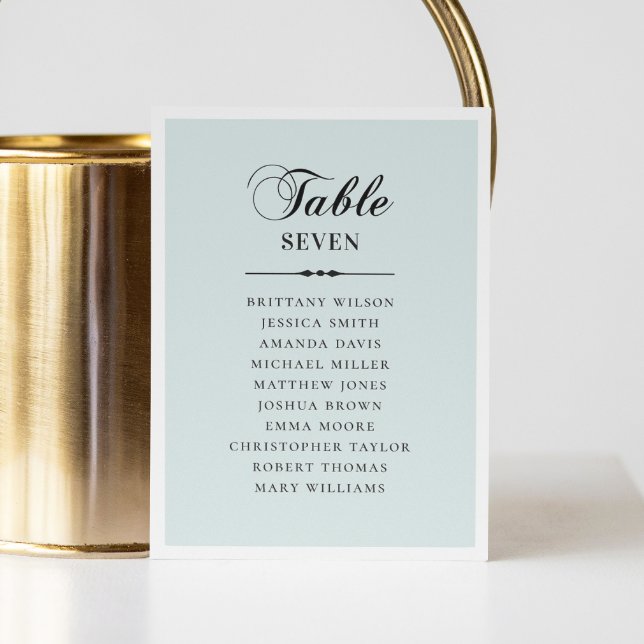 Elegant classic blue script wedding seating chart invitation (Creator Uploaded)