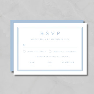 Elegant Classic Blue Wedding RSVP Card