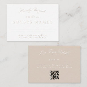 Elegant Classic Blush Pink Wedding QR CODE RSVP Card