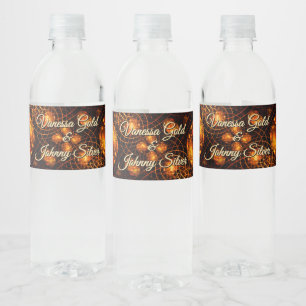 Elegant Classic Boho Modern Gold #901 Wedding Water Bottle Label