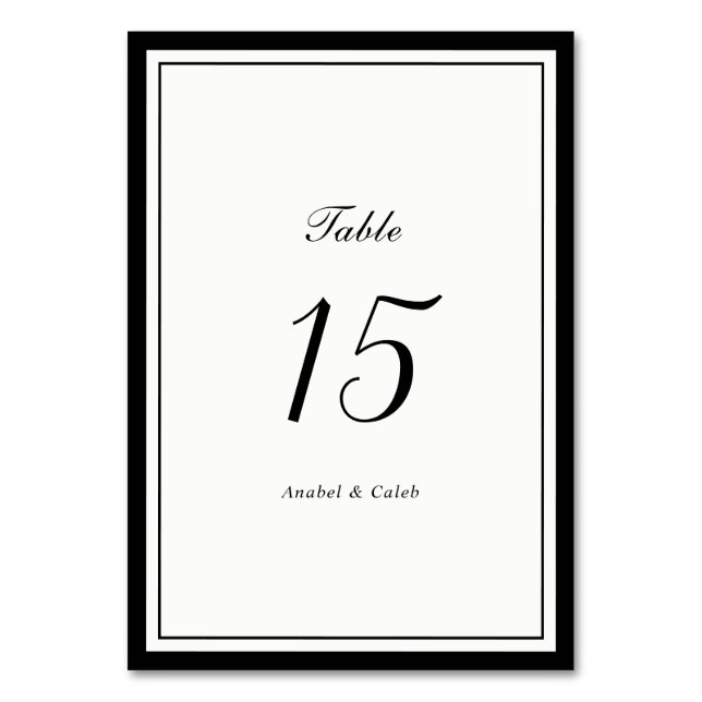 Elegant Classic Border Frame Wedding Table Number (Back)