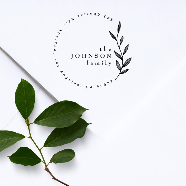 Elegant Classic Botanical Family Return Address Rubber Stamp (Creator Uploaded)