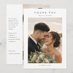 Elegant Classic Bride and Groom Photo Wedding Thank You Card