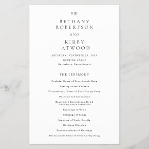 Elegant Classic Budget Wedding Program Flyer