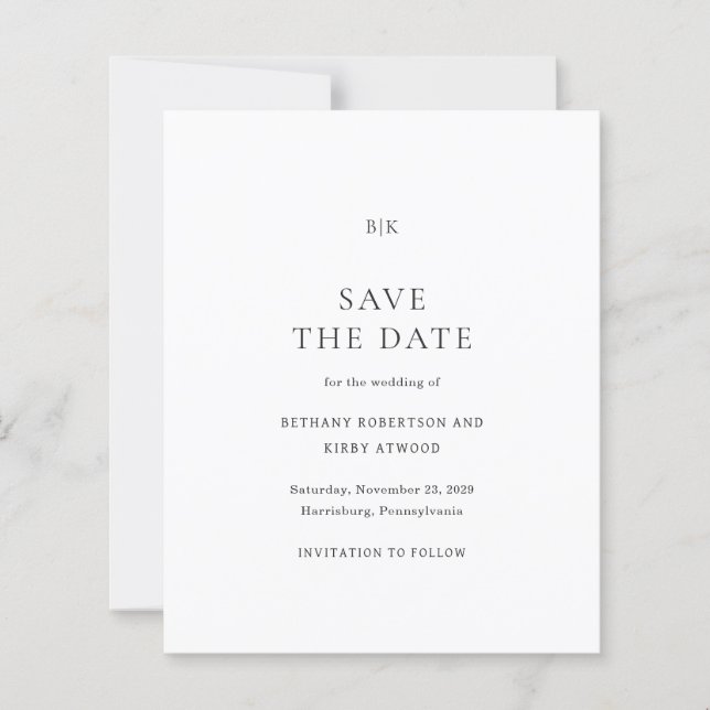 Elegant Classic Budget Wedding Save the Date (Front)