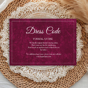 Elegant Classic Burgundy Berry Wedding Dress Code Enclosure Card