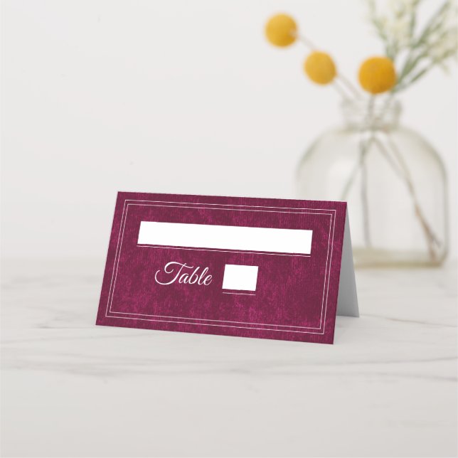 Elegant Classic Burgundy Berry Wedding Place Card (Front)