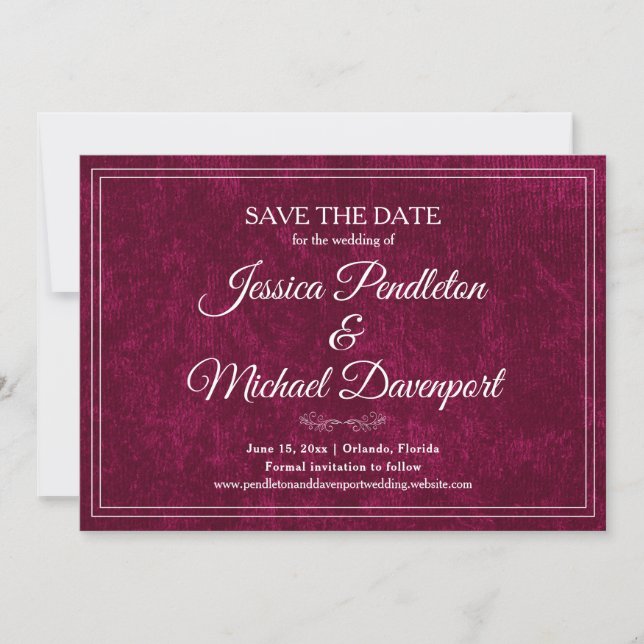 Elegant Classic Burgundy Berry Wedding Save Date Save The Date (Front)