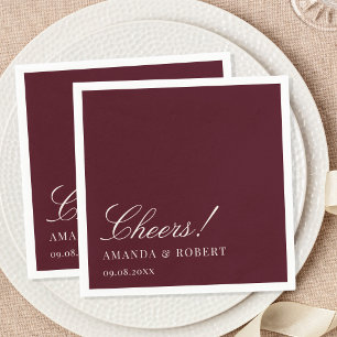 Elegant Classic Burgundy Cheers Wedding Napkin