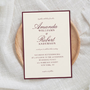 Elegant Classic Burgundy Old Money Wedding Invitation