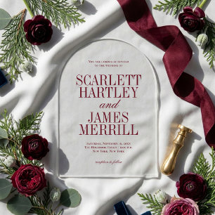 Elegant Classic Burgundy Wedding Acrylic Invitations