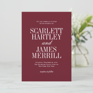 Elegant Classic Burgundy Wedding Invitation