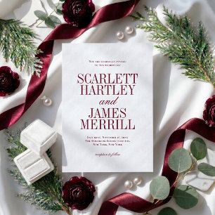 Elegant Classic Burgundy Wedding Invitation