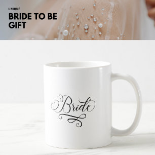 Elegant Classic Calligraphy Bride Black and White Coffee Mug