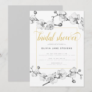 Elegant Classic Calligraphy Floral Bridal Shower Invitation