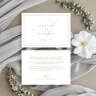Elegant classic calligraphy monogram wedding thank you card