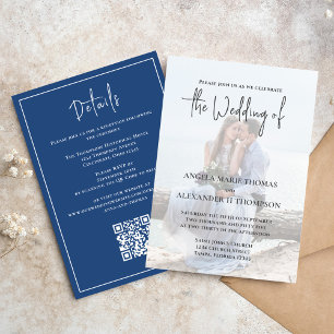Elegant Classic Calligraphy Photo RSVP Photo  Invitation