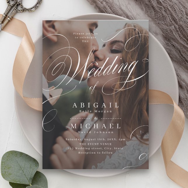 Elegant classic calligraphy photo wedding  invitation (Elegant classic calligraphy photo wedding invitation)