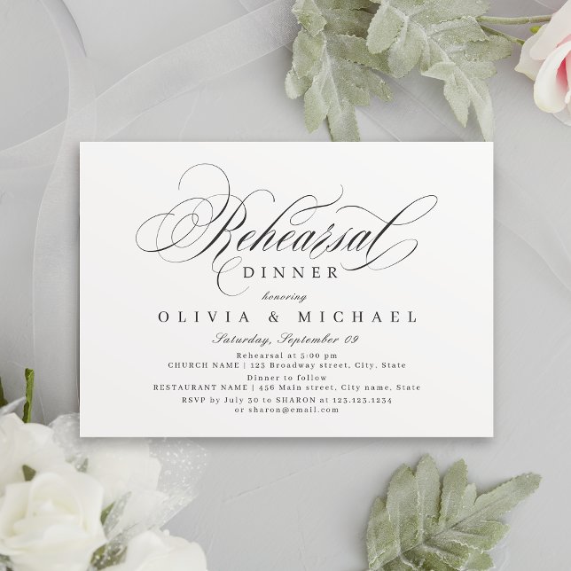 Elegant classic calligraphy rehearsal dinner invitation (Elegant classic calligraphy rehearsal dinner invitation)