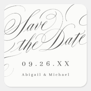 Elegant classic calligraphy save the date stickers