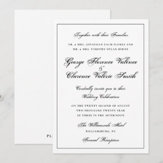 Elegant Classic Calligraphy Script QR code Wedding Invitation
