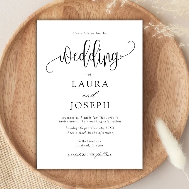 Elegant Classic Calligraphy Script Wedding Invitation (Creator Uploaded)
